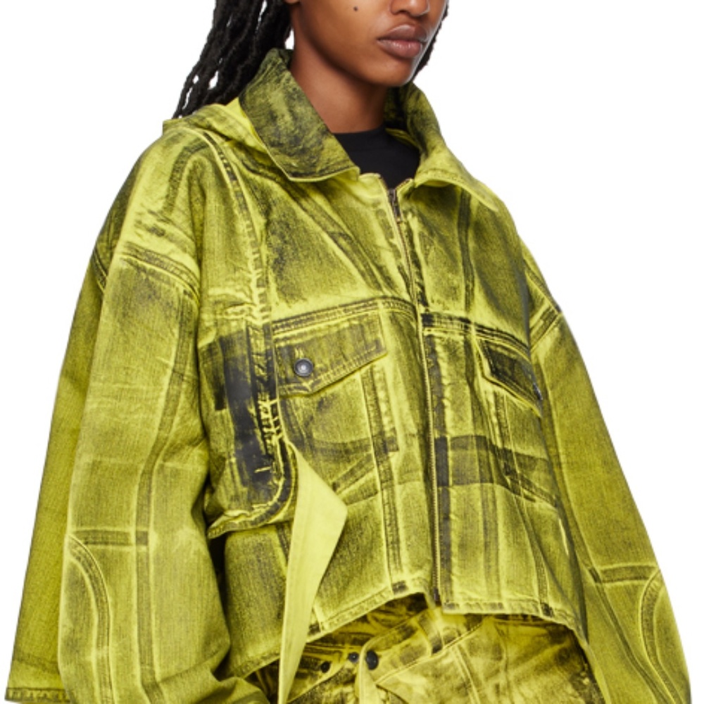 Ottolinger SSENSE Exclusive Yellow & Black Denim Jacket